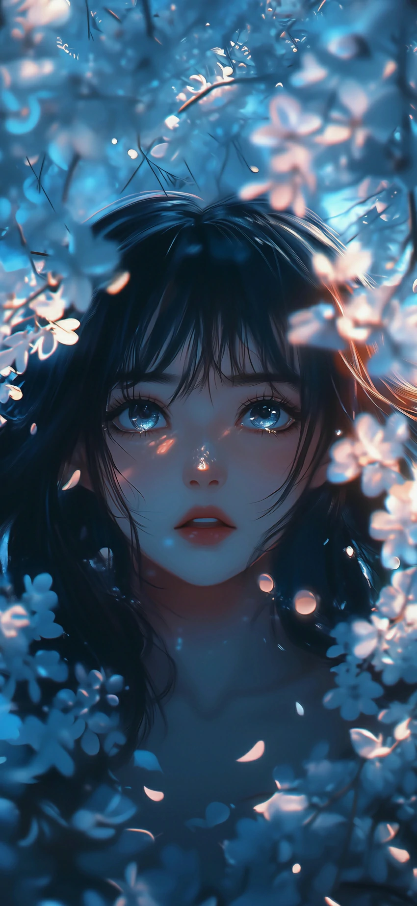 花瓣女孩 景深 4K手机壁纸图片